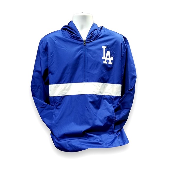 MLB Los Angeles Dodgers Pullover Windbreaker Jacket Mens 3XL Blue White - Picture 1 of 6